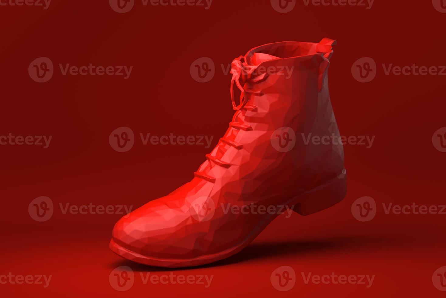 Red shoe floating in red background. minimal concept idea creative. origami style. 3D render. photo