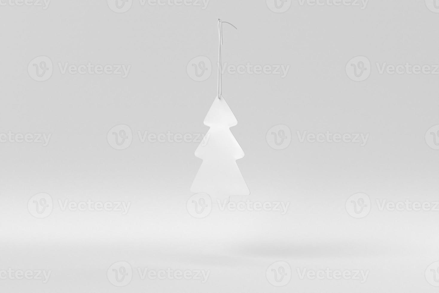 Merry Christmas. Christmas elements hanging line on a white background. minimal concept. monochrome. 3D render. photo