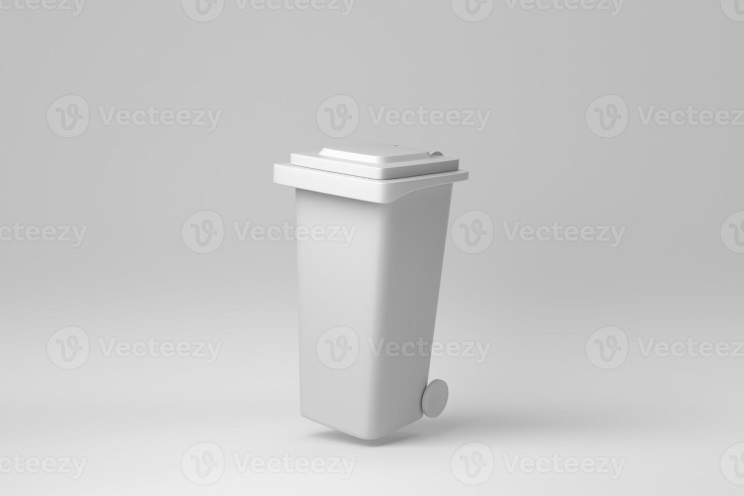 Trash bin isolated on white background. minimal concept. monochrome. 3D render. photo