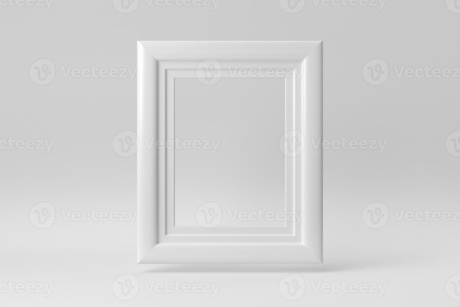 Empty white picture frame on white background. Design Template, Mock up. 3D render. photo