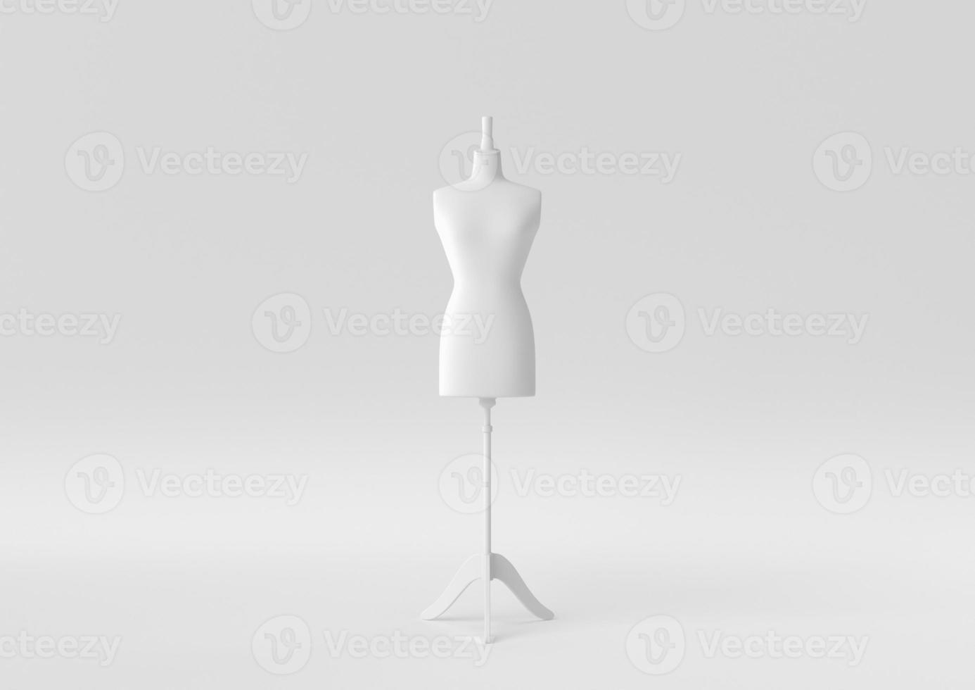 White Mannequin in white background. minimal concept idea creative. monochrome. 3D render. photo