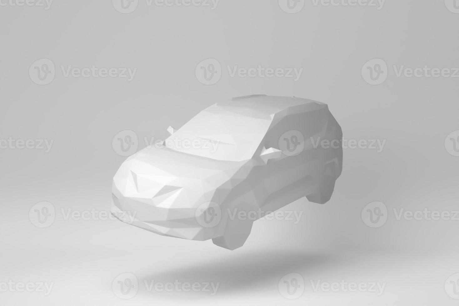 Car Isolated on white background. polygon minimal concept. monochrome. 3D render. photo