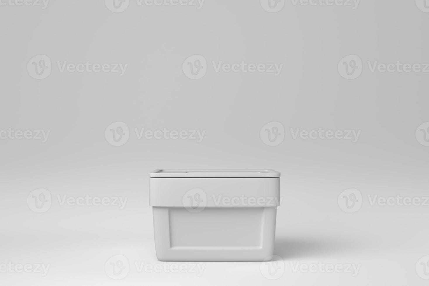 Ice chest. Handheld refrigerator isolated over on white background. minimal concept. monochrome. 3D render. photo