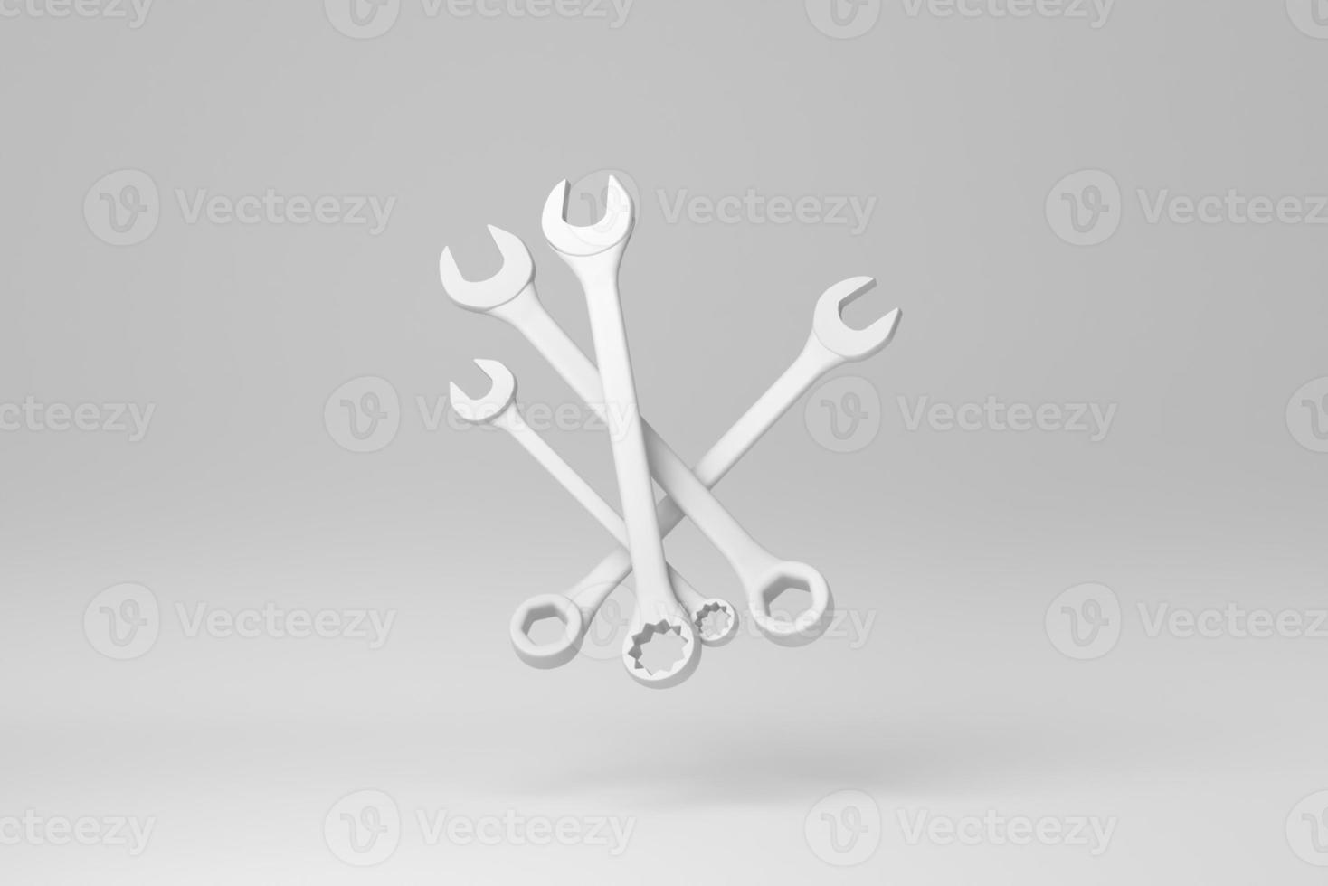 Wrench isolated on white background. minimal concept. monochrome. 3D render. photo