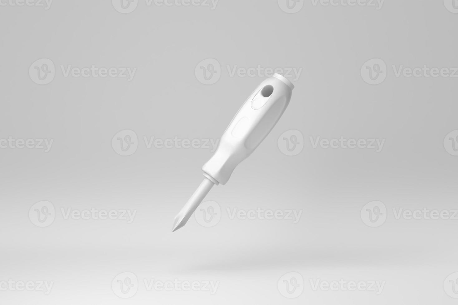 screwdriver isolated on white background. Hand tool for repair and construction. minimal concept. monochrome. 3D render. photo