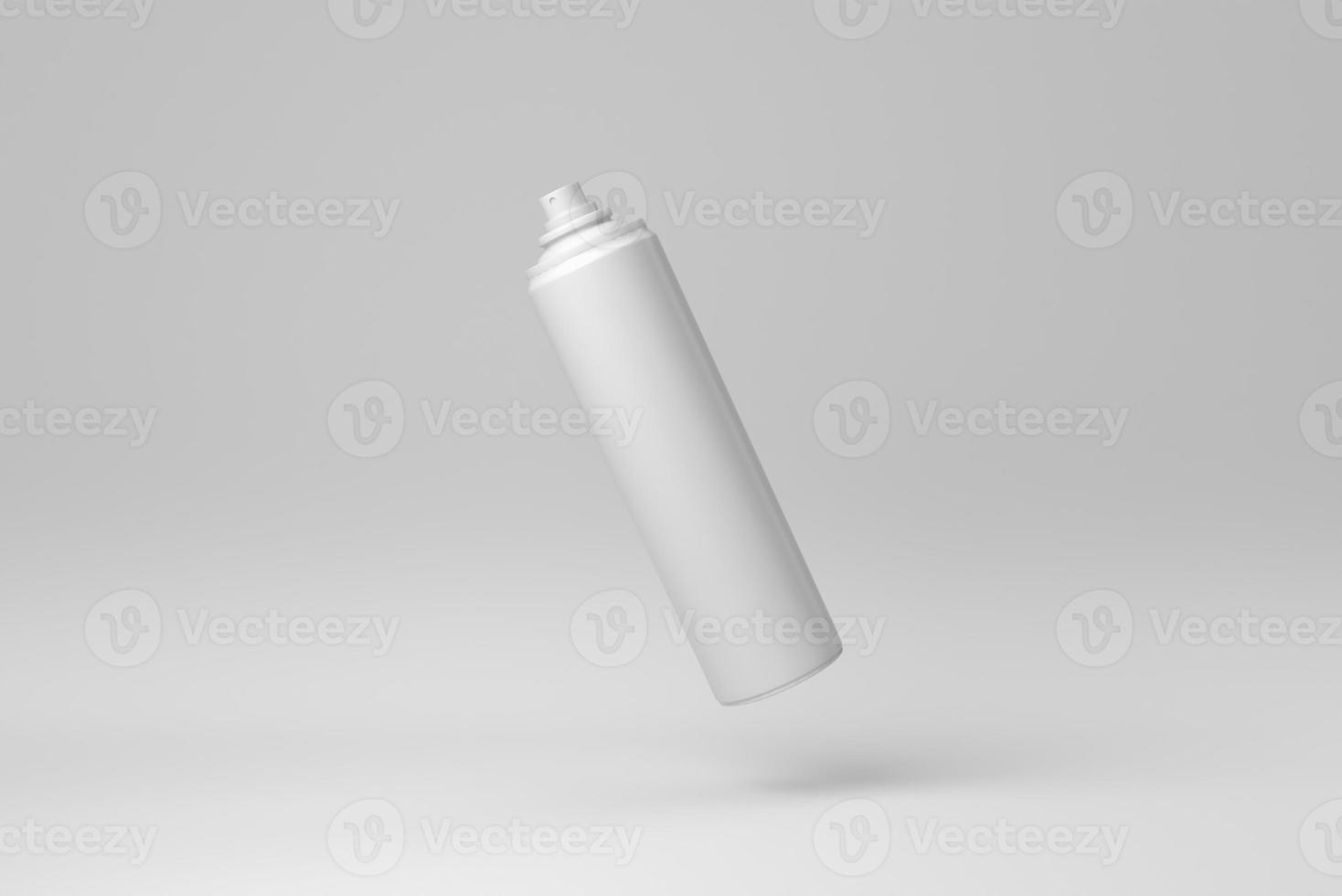 White Paint Aerosol Spray Metal 3D Bottle Can on white background. minimal concept. monochrome. 3D render. photo