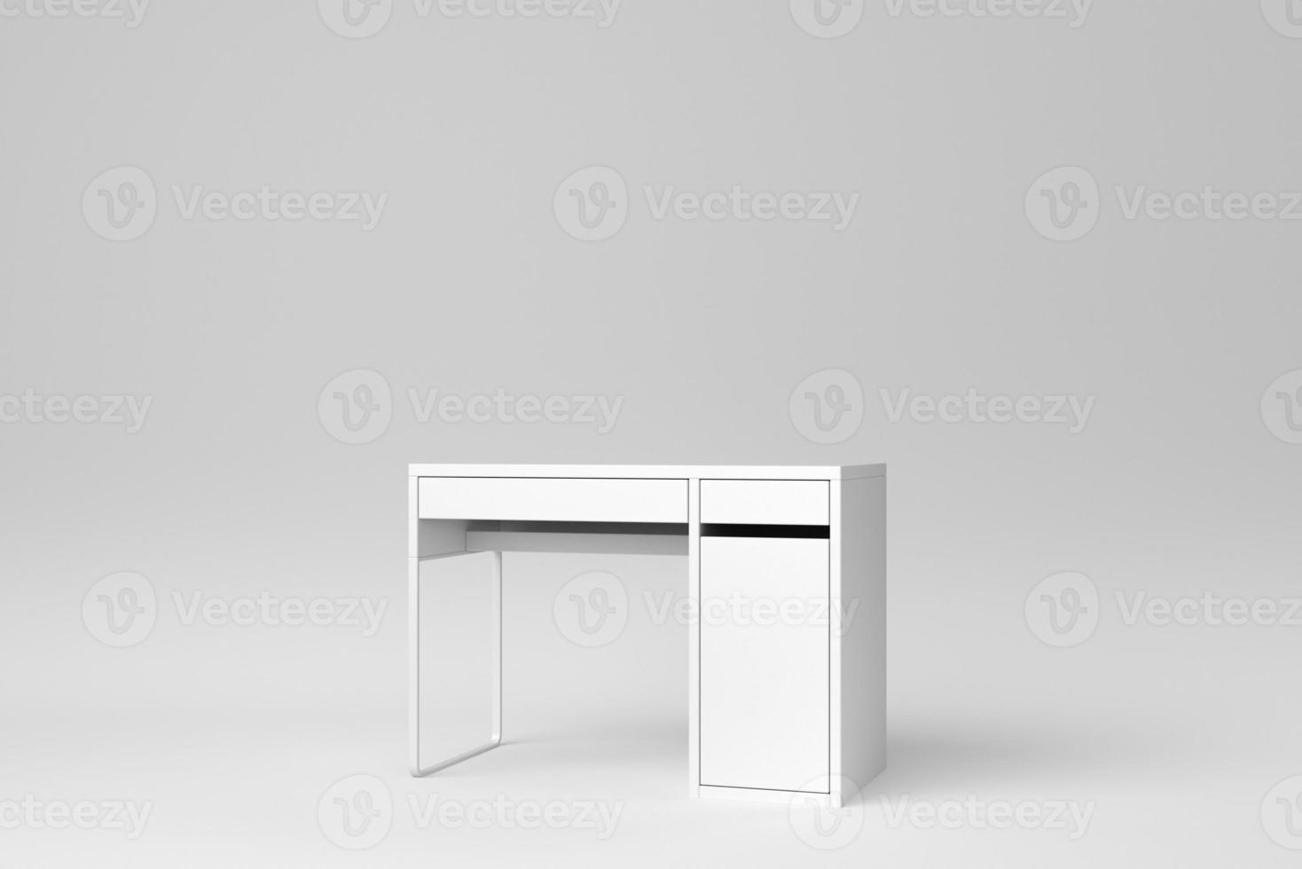 Business Office Desk on white background. minimal concept. 3D render. photo