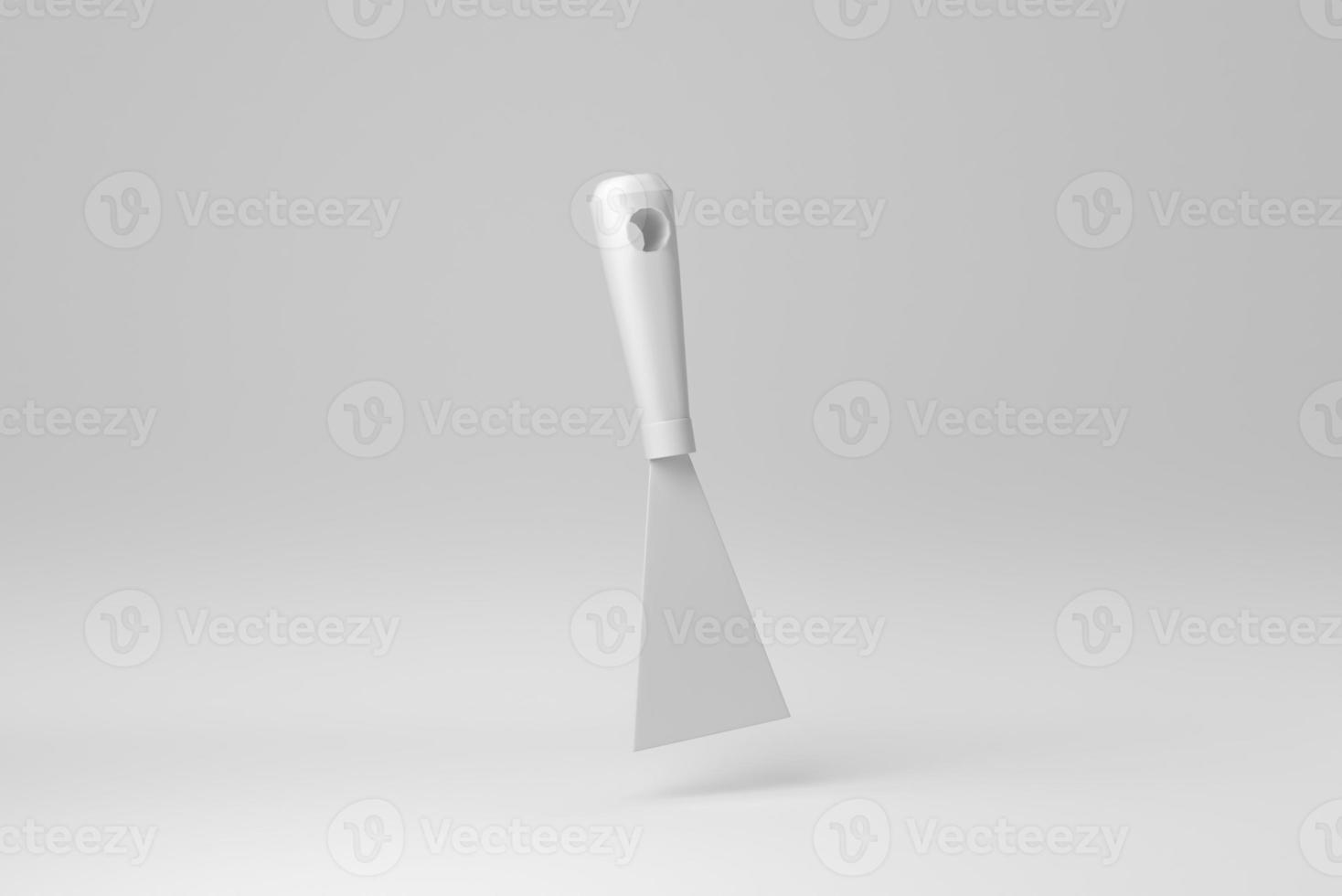 Putty knife isolated on white background. minimal concept. monochrome. 3D render. photo