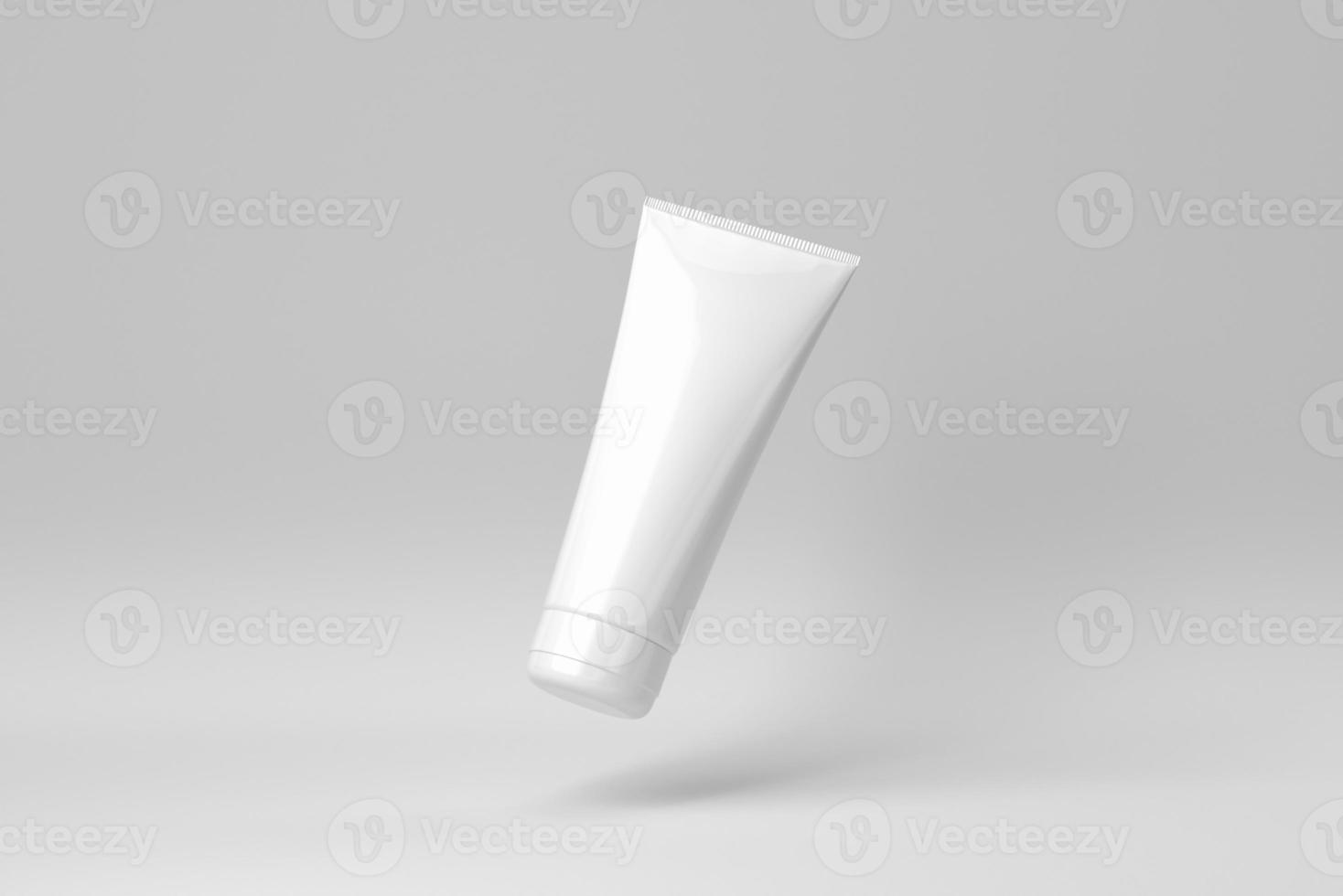 Cosmetic product display on a white background for skin care product presentation. 3D render. photo