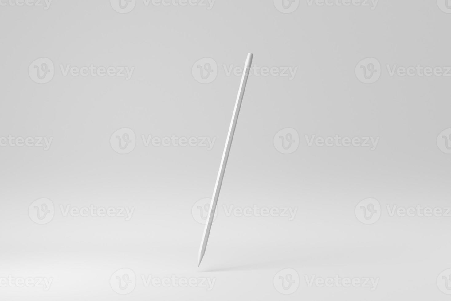 Pencil on white background. Design Template, Mock up. 3D render. photo