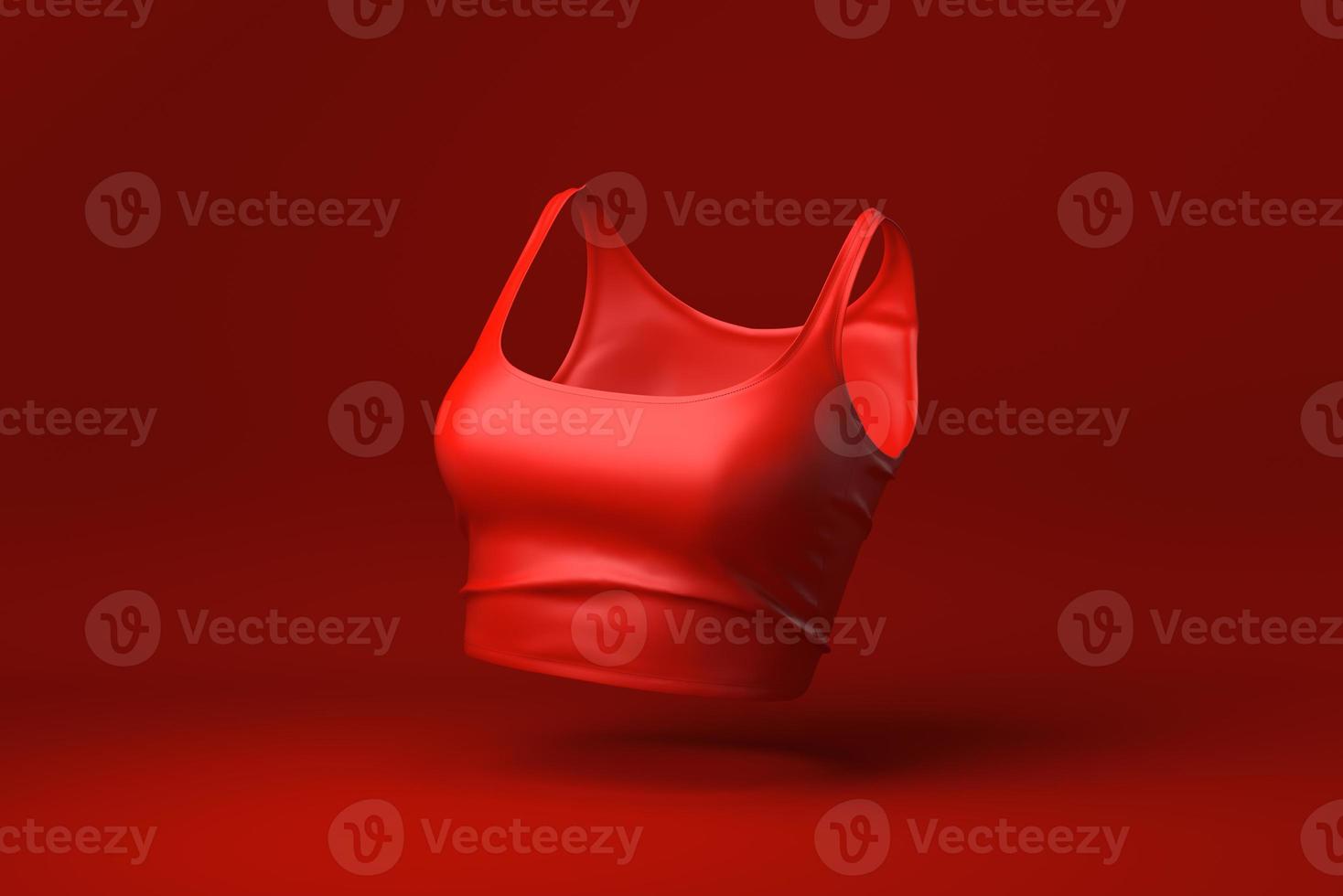 Red Tank Top floating in red background. minimal concept idea creative. monochrome. 3D render. photo