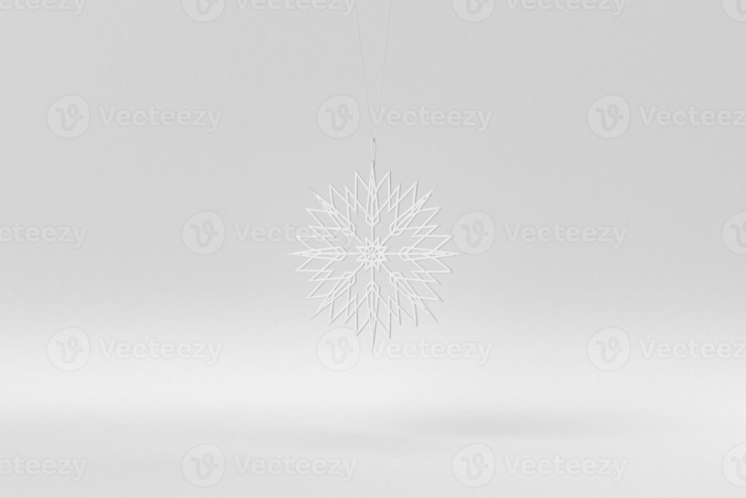 Feliz Navidad. línea colgante de elementos navideños sobre un fondo blanco. concepto mínimo. monocromo. procesamiento 3d foto