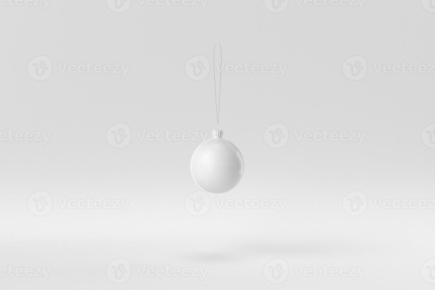 Merry Christmas. Christmas elements hanging line on a white background. minimal concept. monochrome. 3D render. photo