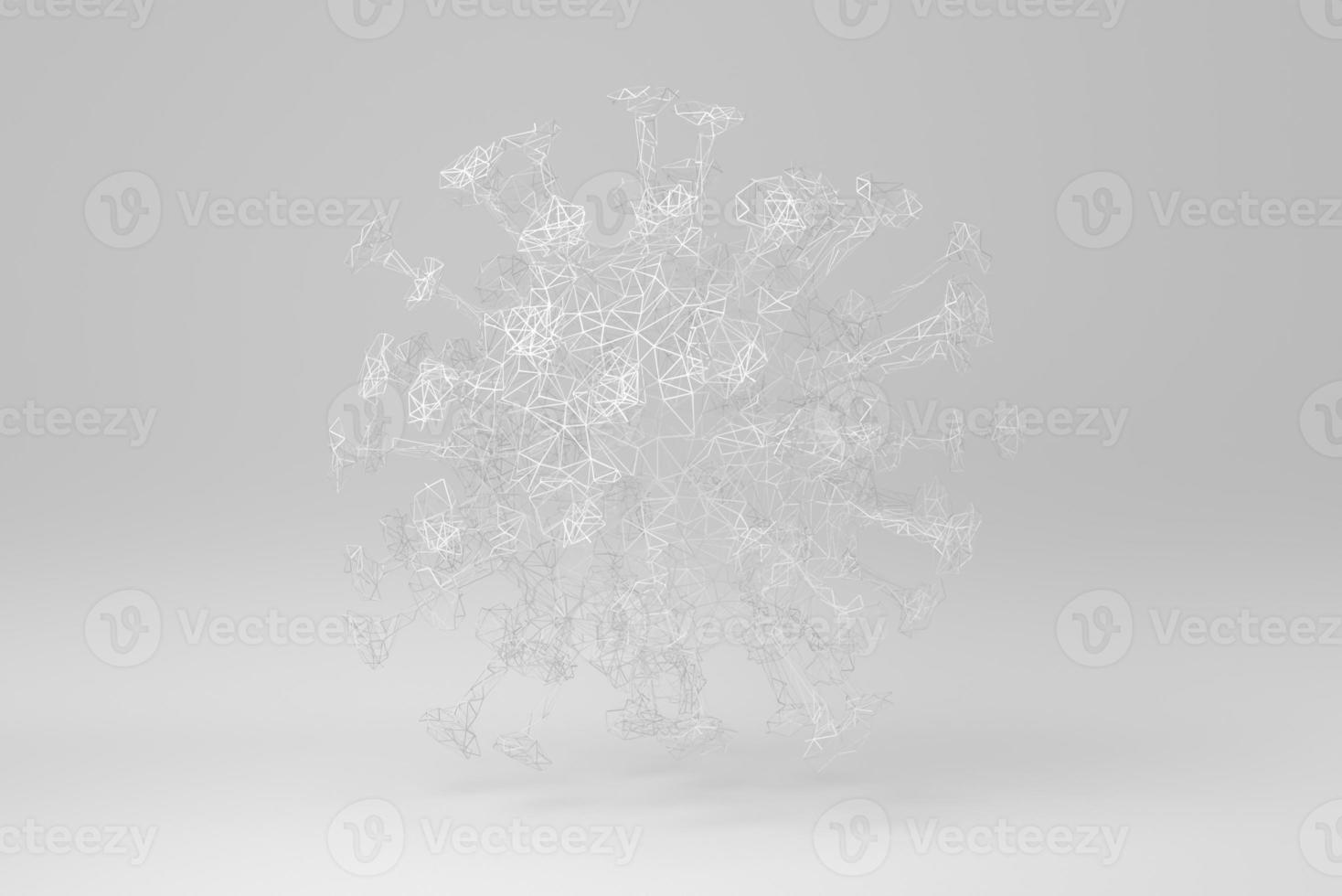 Virus. Different Kinds of Viruses. Disease germ. Coronavirus on white background. polygon minimal concept. monochrome. 3D render. photo