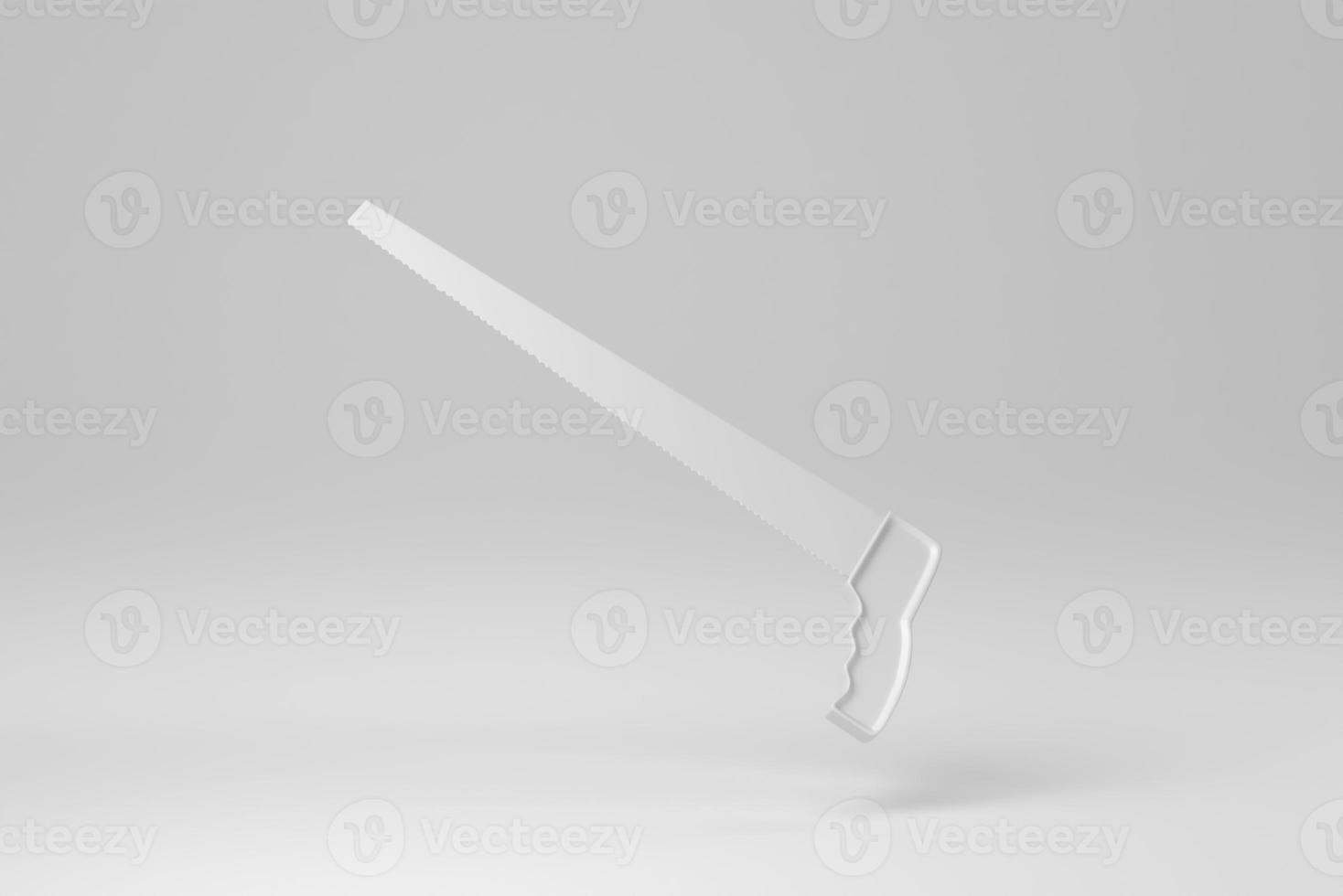 Saw with Tough Blade on white background. minimal concept. monochrome. 3D render. photo