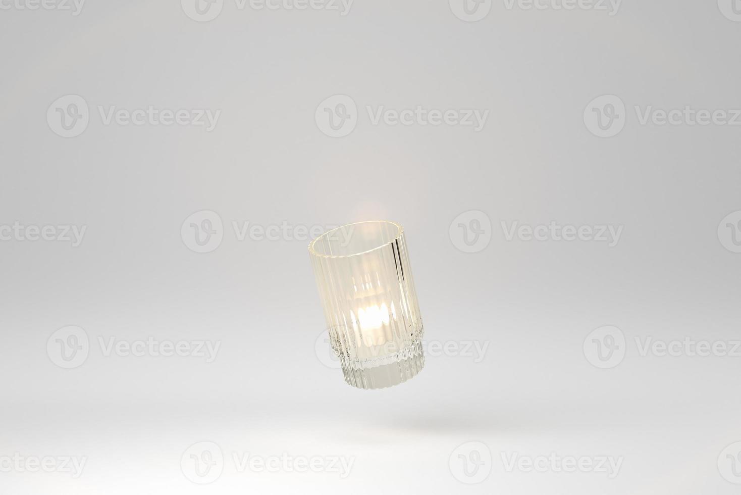 luxury lighting aromatic scent candle on white background to creat romantic and relax ambient. minimal concept. 3D render. photo