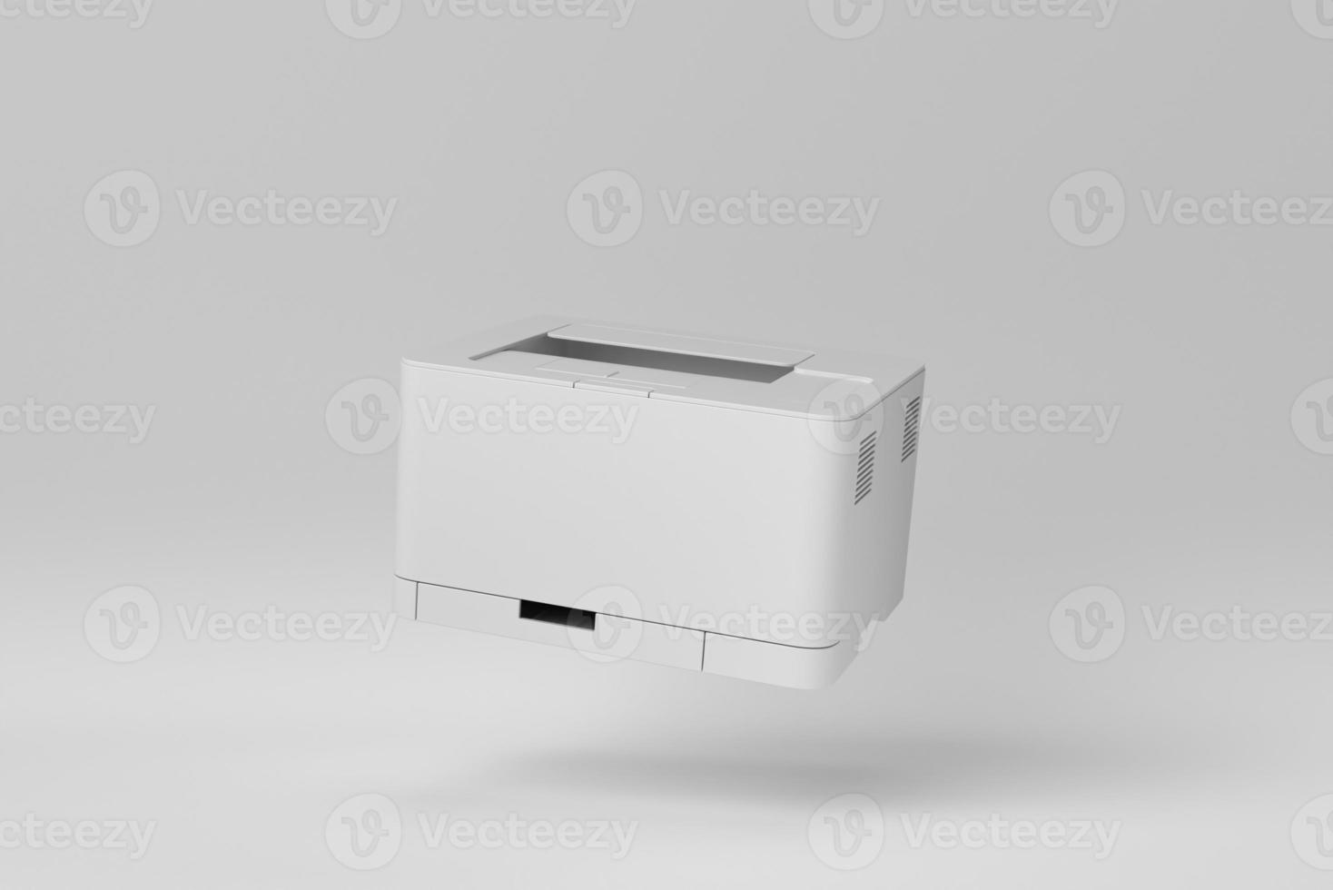 Printer in office on white background. minimal concept. 3D render. photo