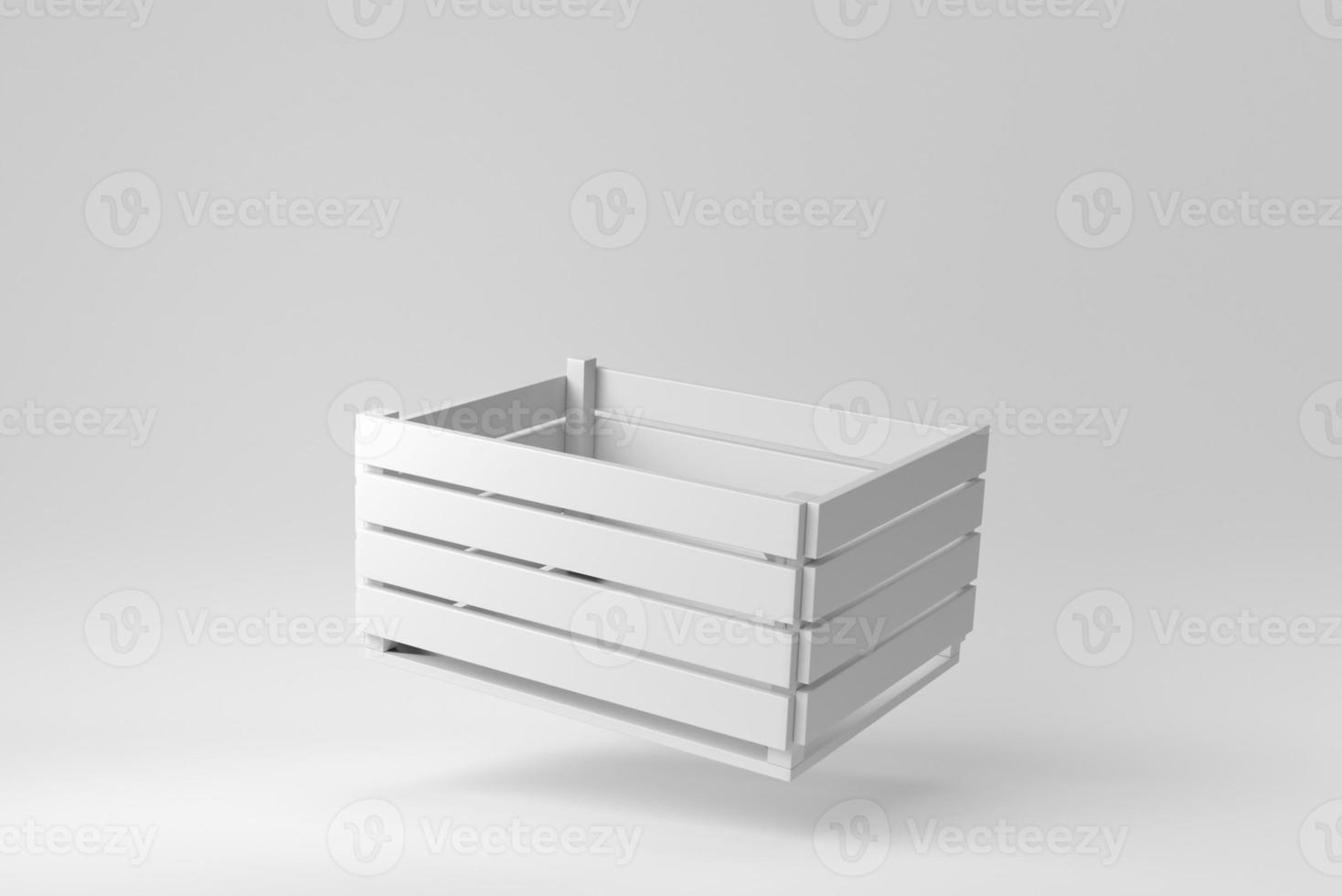 Wooden crate on white background. Design Template, Mock up. 3D render. photo