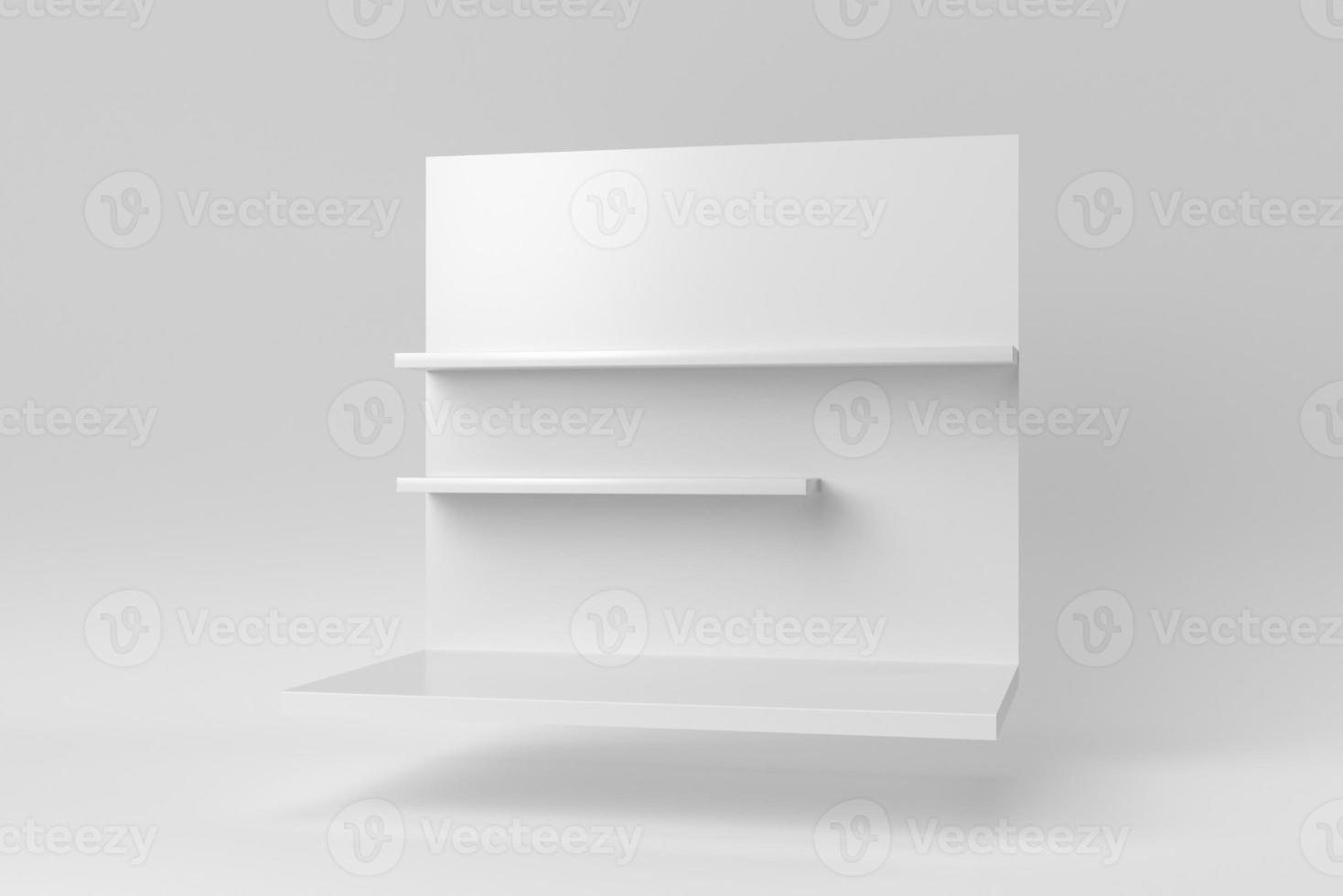 estante de pared sobre fondo blanco. plantilla de diseño, maqueta. procesamiento 3d foto