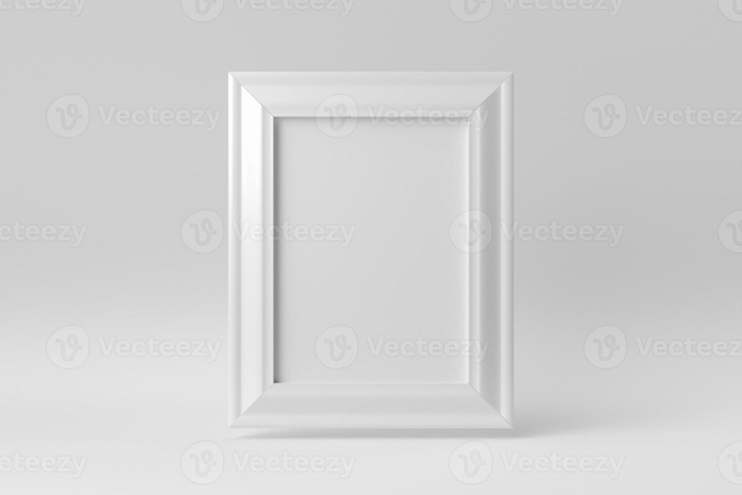 Empty white picture frame on white background. Design Template, Mock up. 3D render. photo