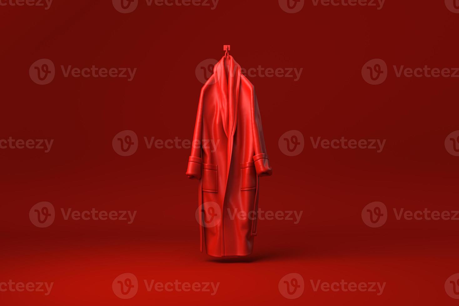 Red Bathrobe in red background. minimal concept idea creative. monochrome. 3D render. photo