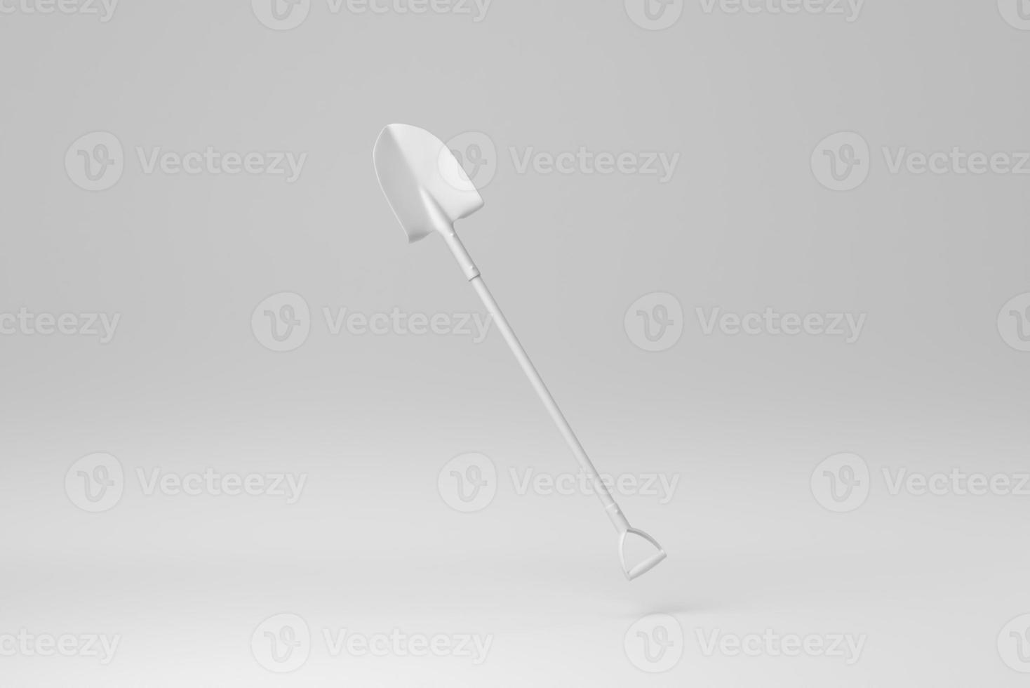 Shovel isolated on white background. minimal concept. monochrome. 3D render. photo