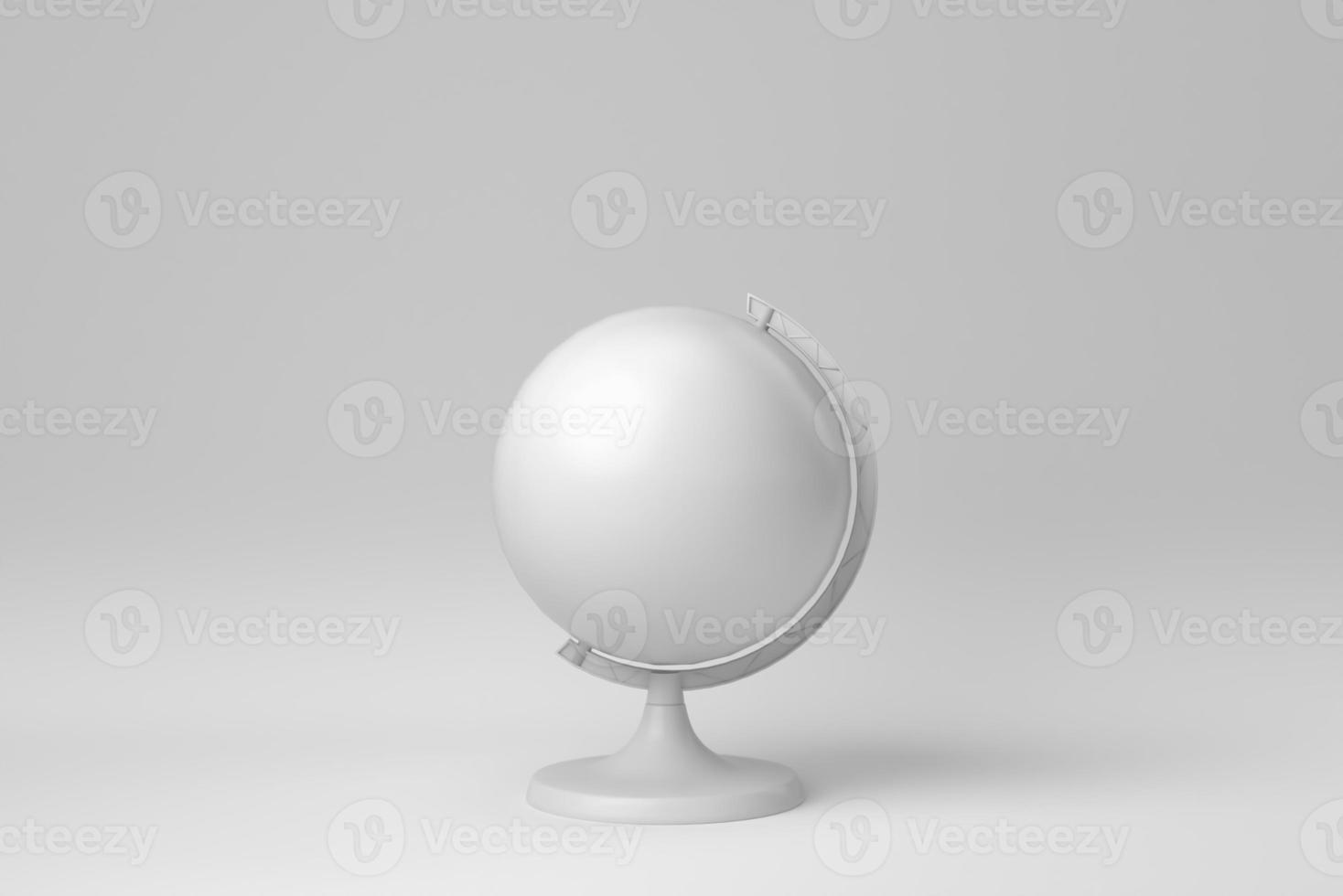 Globe isolated on white background. minimal concept. monochrome. 3D render. photo