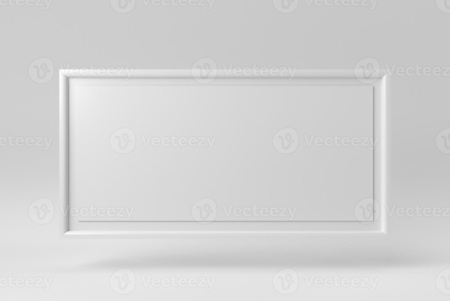 Empty white picture frame on white background. Design Template, Mock up. 3D render. photo