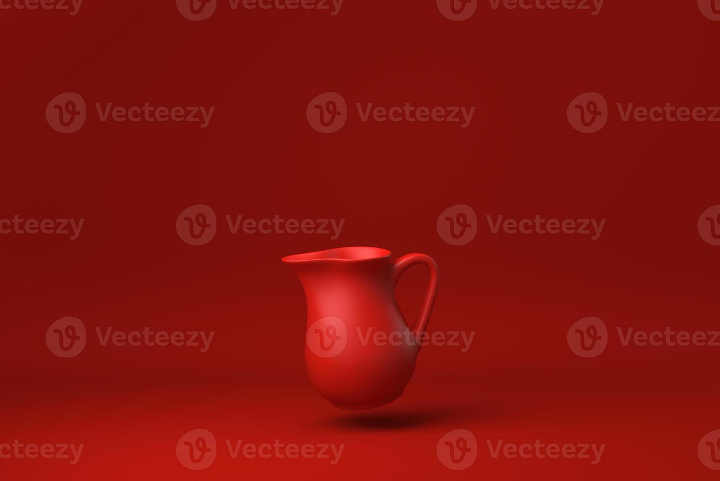 Red Pitcher or milk jug floating in Red background. minimal concept idea creative. monochrome. 3D render. photo
