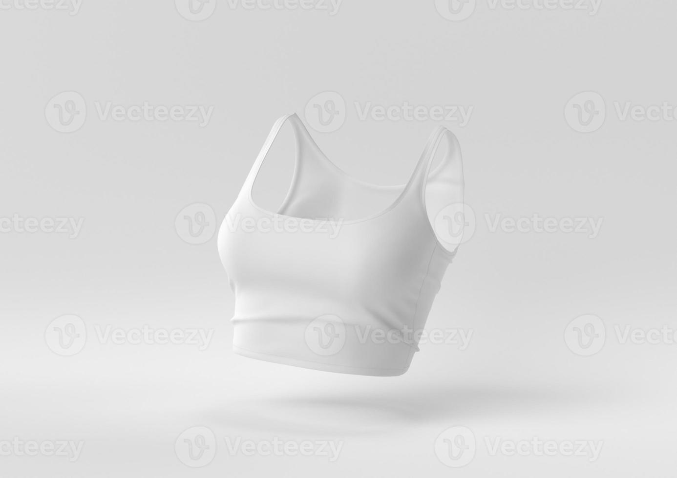 White Tank Top floating in white background. minimal concept idea creative. monochrome. 3D render. photo