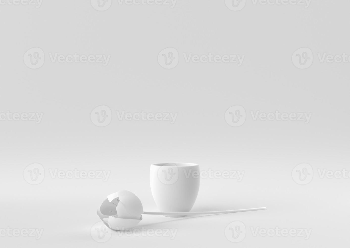 White Tree pot in white background. minimal concept idea creative. monochrome. 3D render. photo
