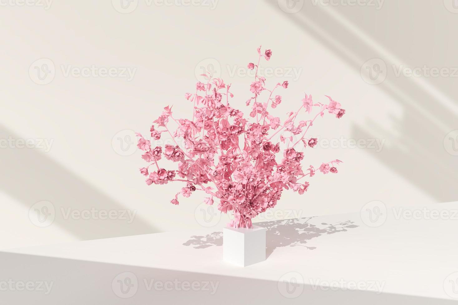 Tree pot in white background. minimal concept idea creative. 3D render. photo