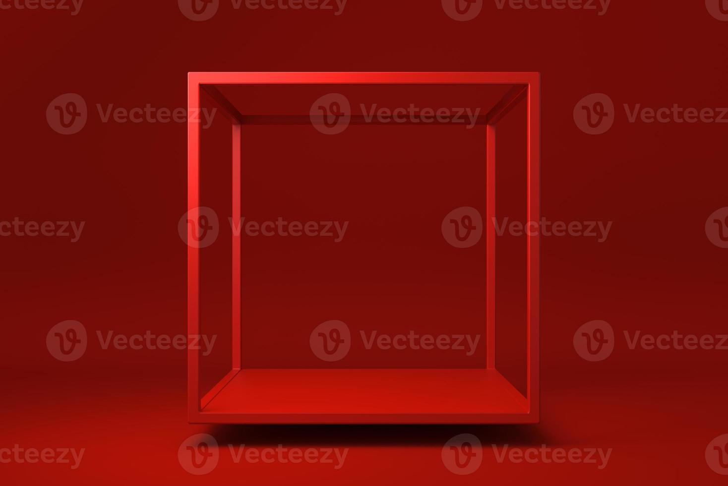 Red abstract geometric shape in red background. minimal concept idea creative. monochrome. 3D render. photo