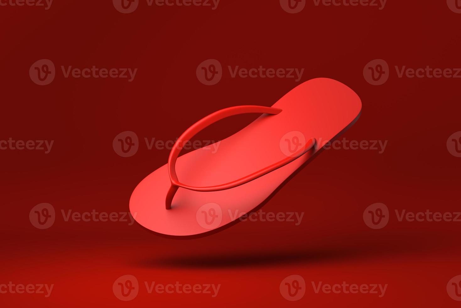 Red Flip flops floating in red background. minimal concept idea creative. 3D render. photo
