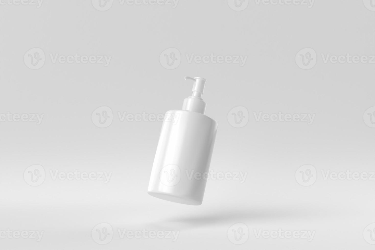 Bottle of alcohol gel on a white background. minimal concept. monochrome. 3D render. photo