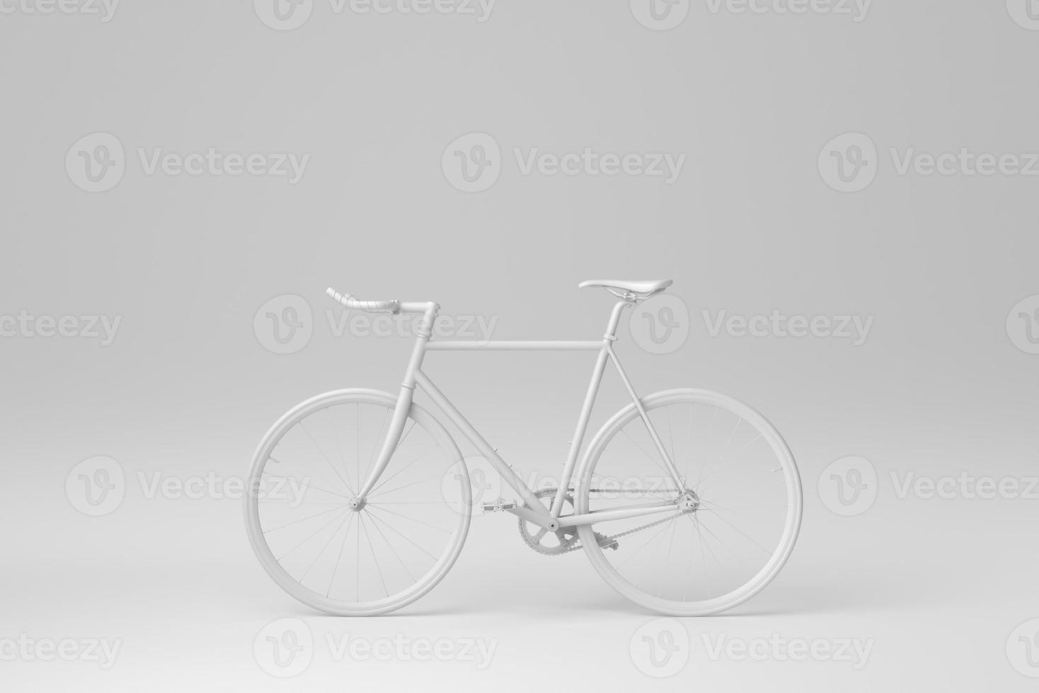 bicicleta aislado sobre fondo blanco. concepto mínimo. monocromo. procesamiento 3d foto