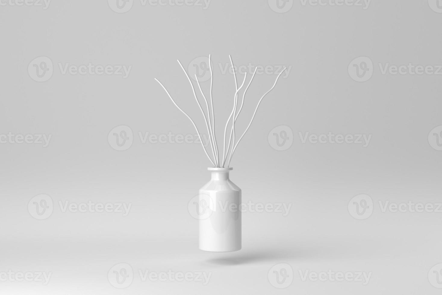 palos de aromaterapia sobre fondo blanco. concepto mínimo. procesamiento 3d foto