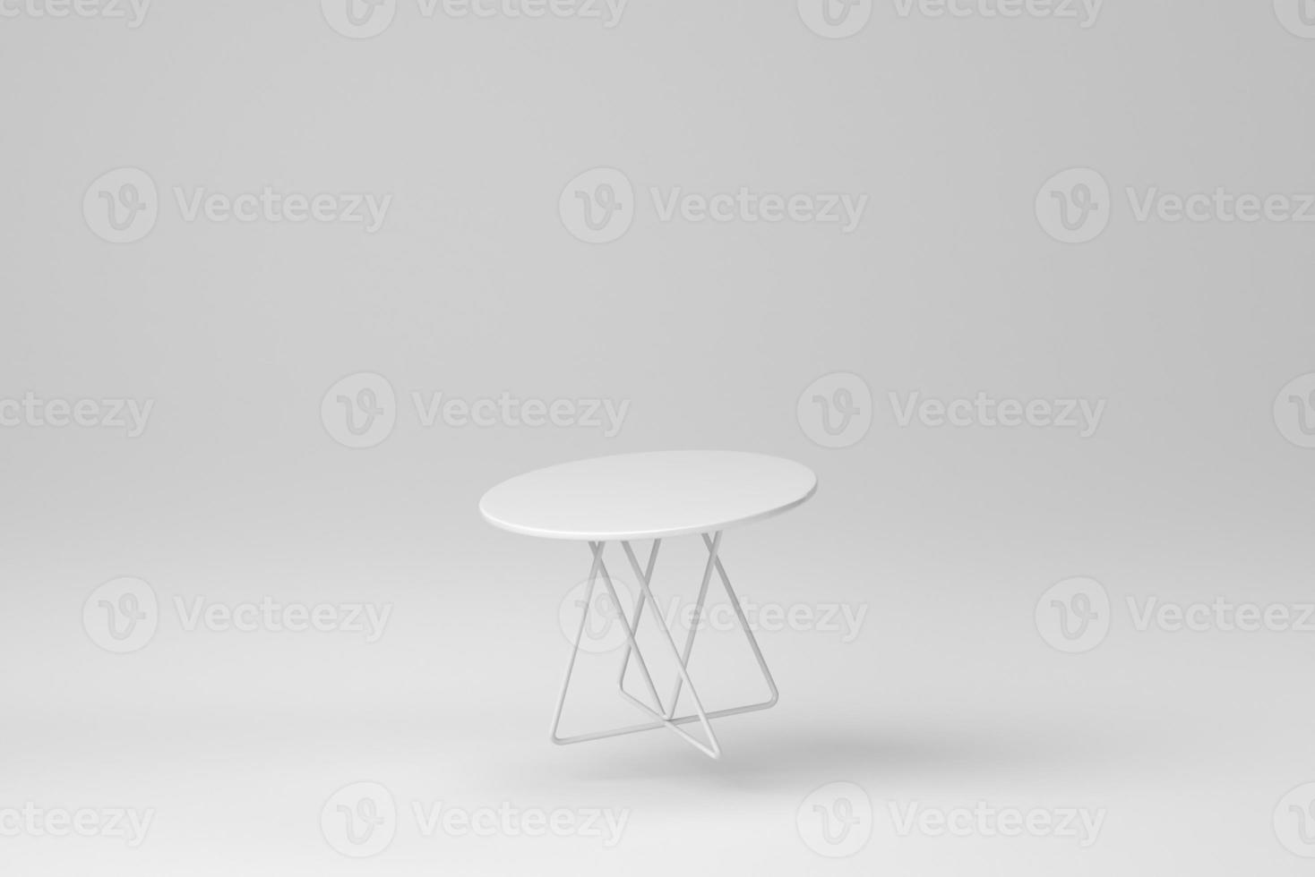The round table on white background. minimal concept. 3D render. photo