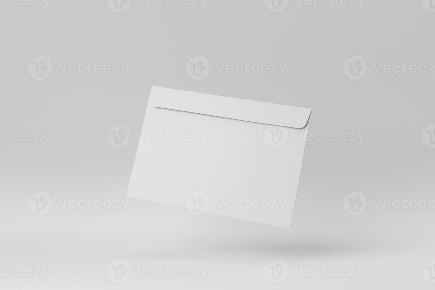 Paper envelope on white background. minimal concept. 3D render. photo