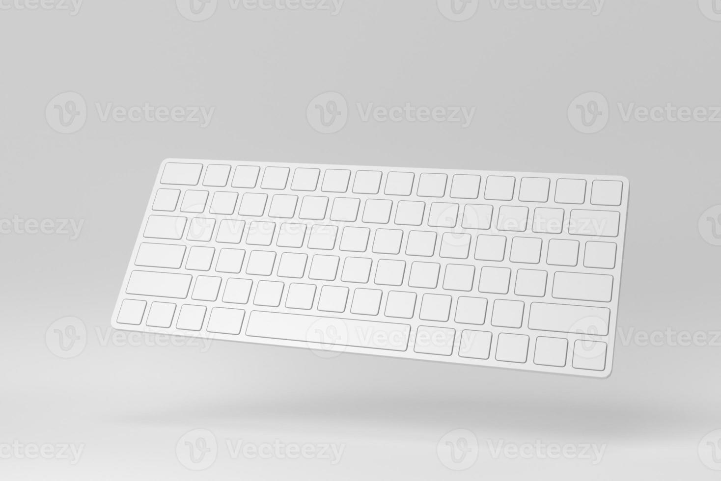Modern computer keyboard on white background. Design Template, Mock up. 3D render. photo