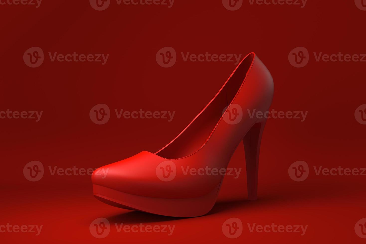 Red shoe in red background. minimal concept idea creative. 3D render. photo
