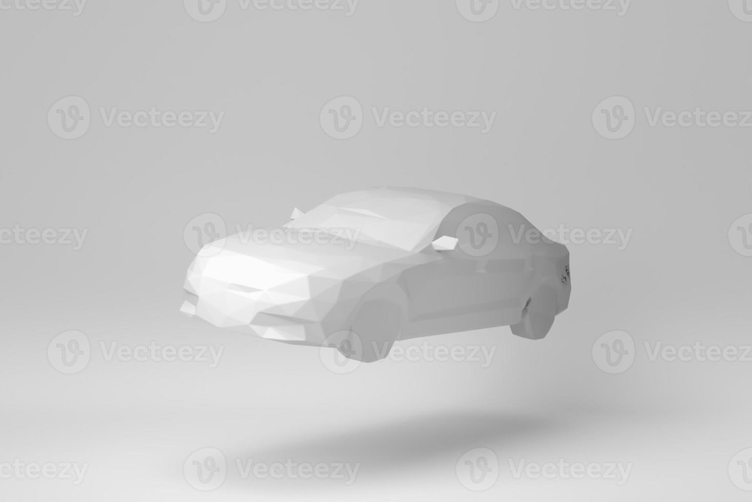 Car Isolated on white background. polygon minimal concept. monochrome. 3D render. photo