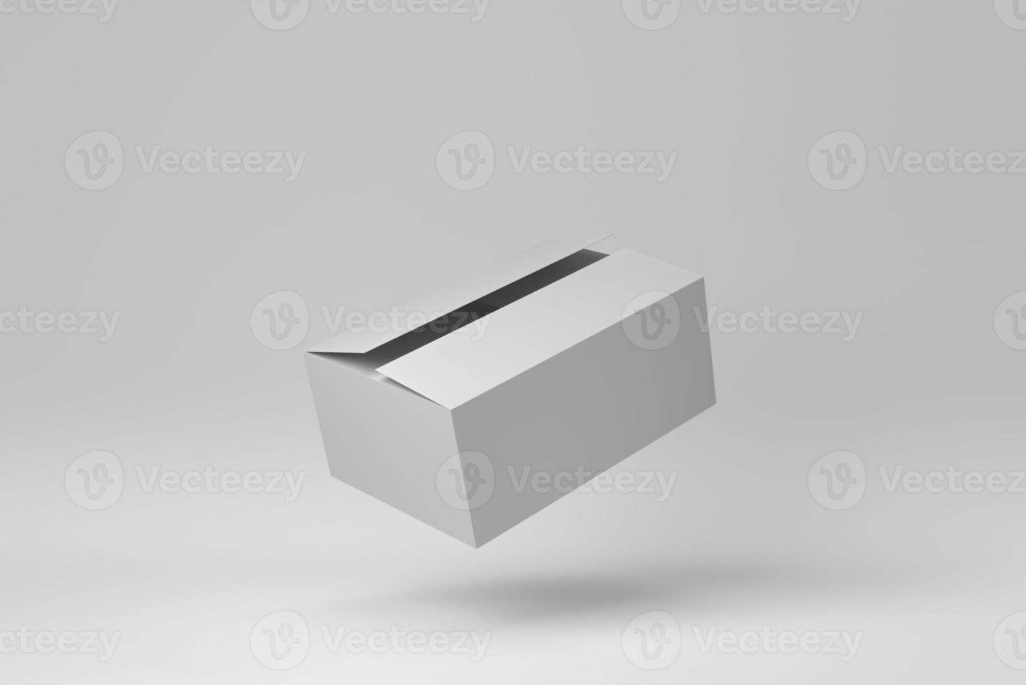 cardboard box isolated on white background. packaging. minimal concept. monochrome. 3D render. photo
