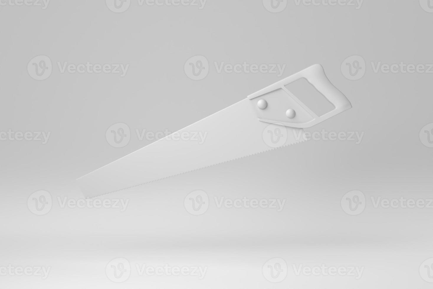 Saw with Tough Blade on white background. minimal concept. monochrome. 3D render. photo