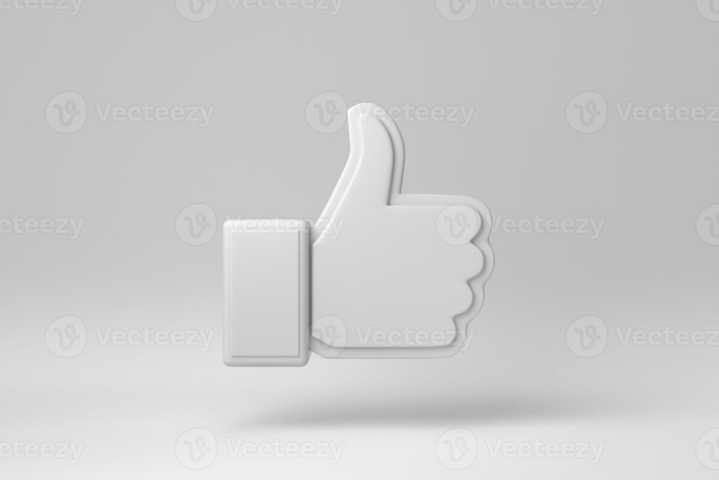 Like icon on white background. minimal concept. monochrome. 3D render. photo