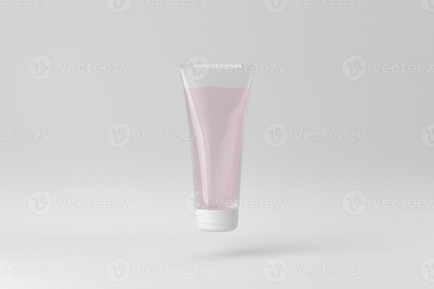 Cosmetic product cream gel display on a white background for skin care product presentation. 3D render. photo