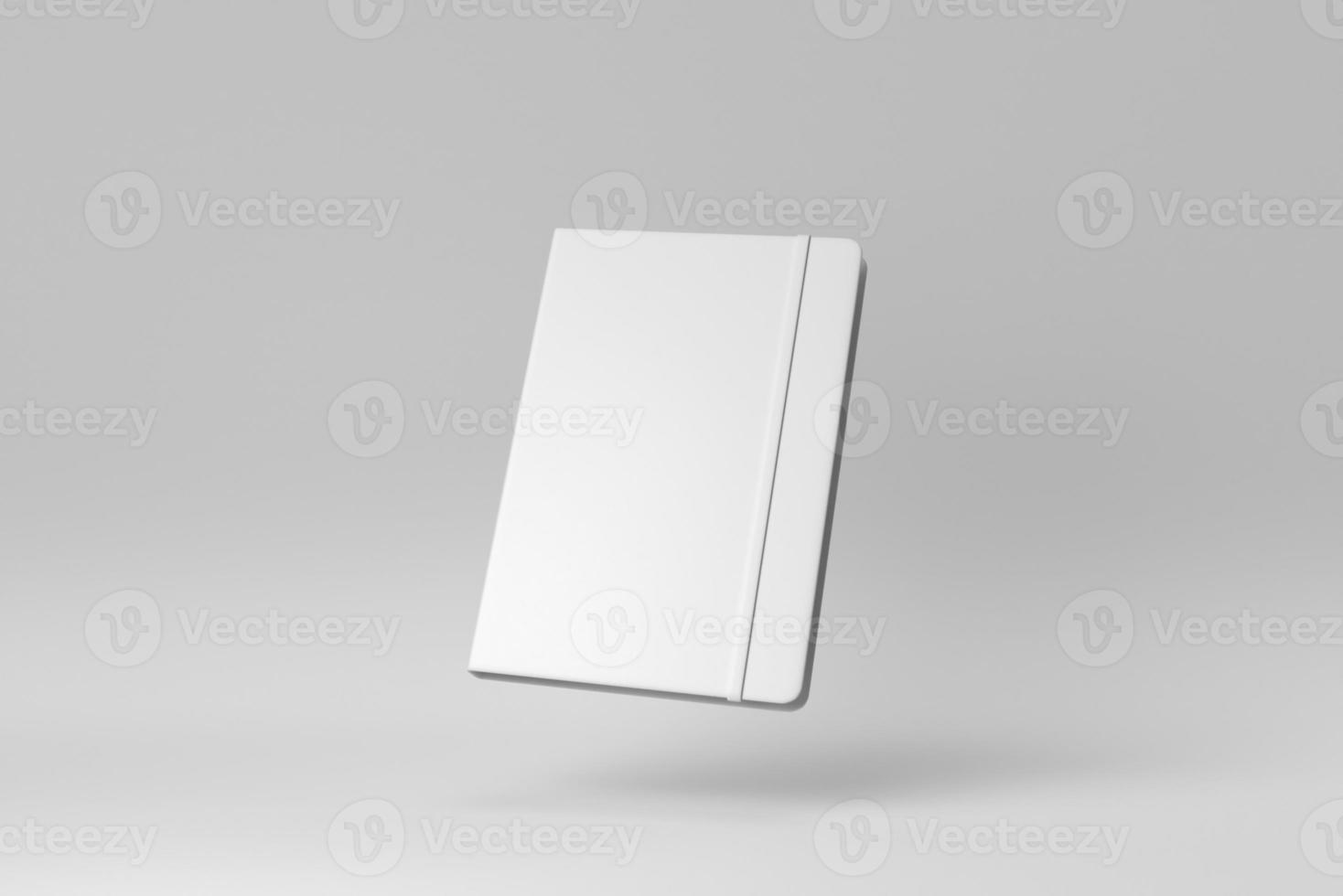 Blank Notebook with Elastic Band on white background. minimal concept. 3D render. photo