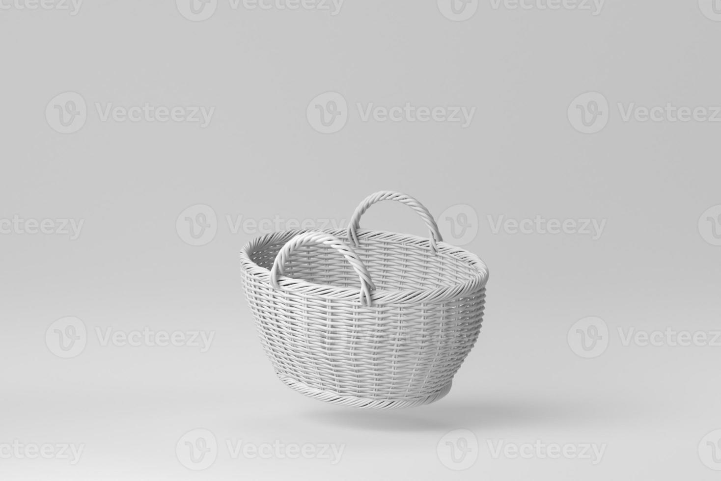 Wicker basket on white background. minimal concept. 3D render. photo