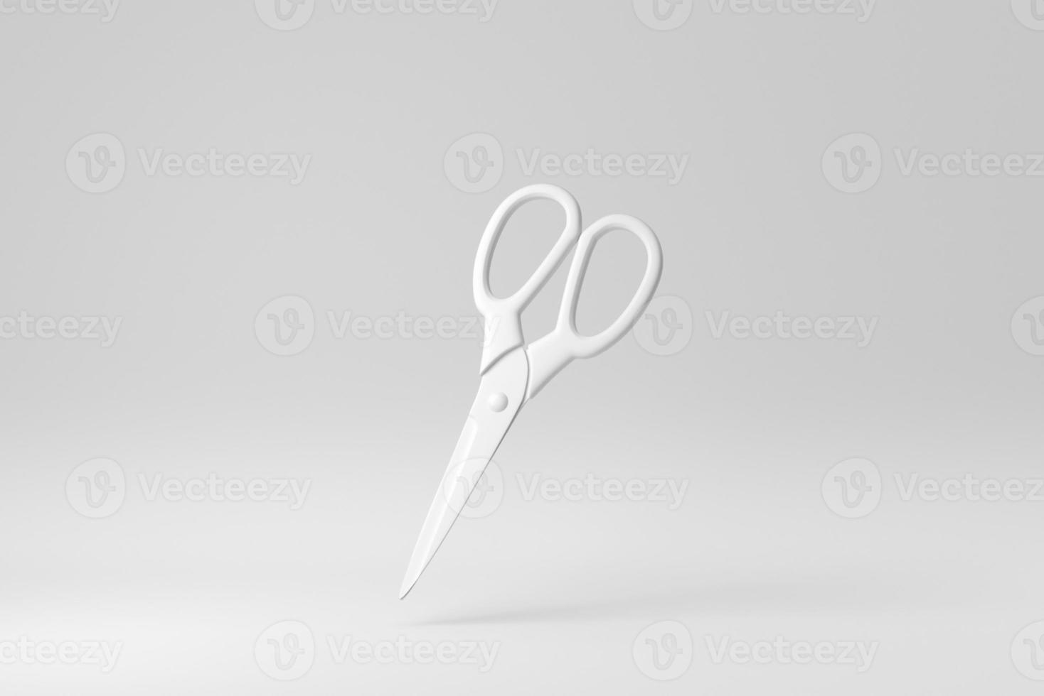 Scissors on white background. Paper minimal concept. 3D render. photo