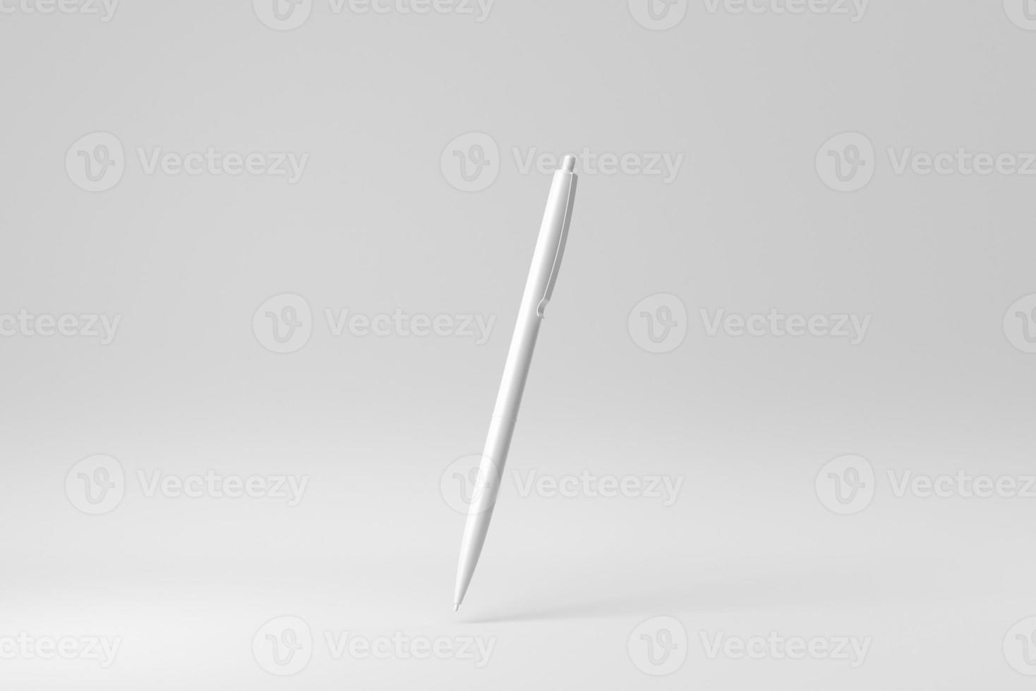 Metal pen on white background. Design Template, Mock up. 3D render. photo